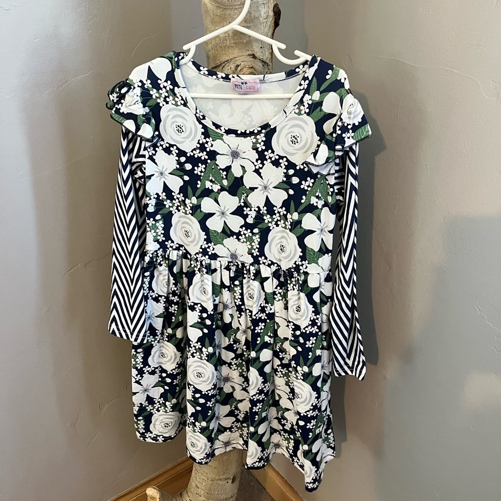 NWOT girls floral and striped dress.